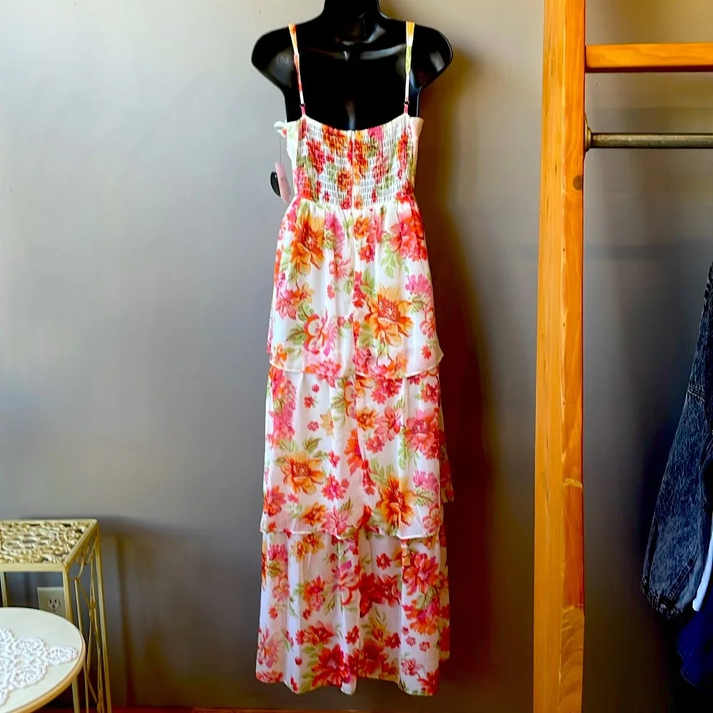 By & By Orange Floral Tiered Corset Midi Dress - Picture 5 of 7